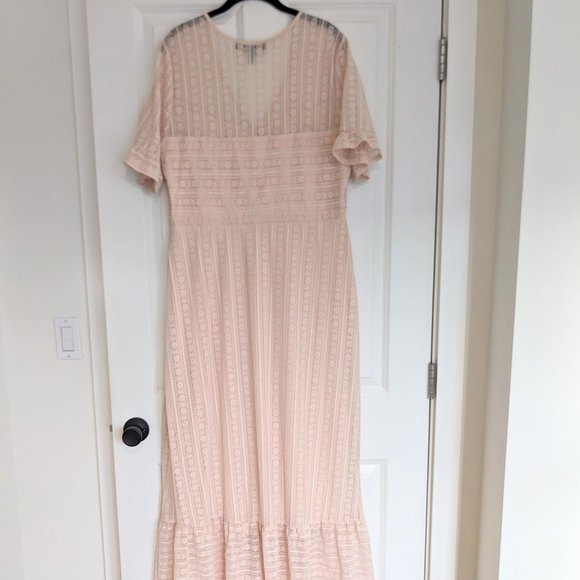 BCBG Max Azria peach lace overlay dress size XL - Picture 3 of 6